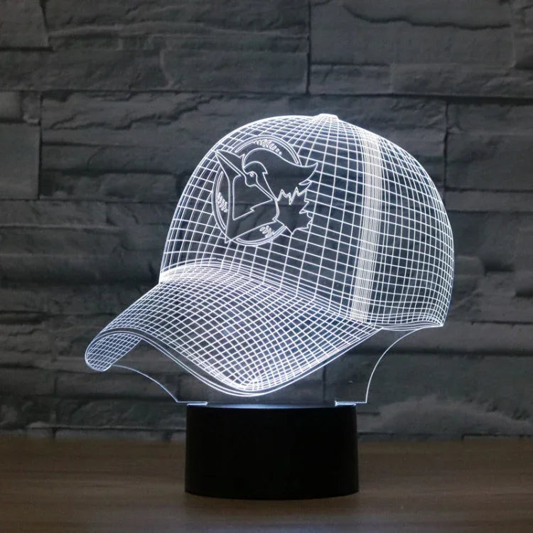 Lampe de table à vision LED 3D colorée en forme de casquette de baseball, version télécommandée 16 couleurs, version télécommandée 16 couleurs