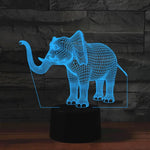 Lampe de table LED 3D Vision en forme d'éléphant, version télécommande 16 couleurs, version télécommande 16 couleurs