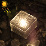Lampe décorative de jardin LED d'extérieur IP68 étanche à l'énergie solaire en verre trempé, encastrable, avec panneau solaire de 0,2 W