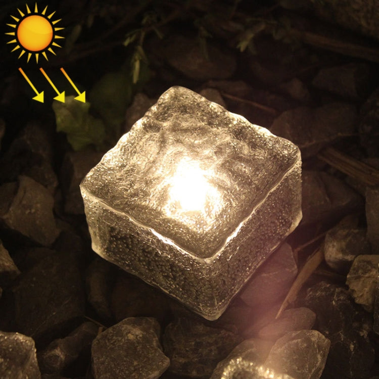 Lampe décorative de jardin LED d'extérieur IP68 étanche à l'énergie solaire en verre trempé, encastrable, avec panneau solaire de 0,2 W