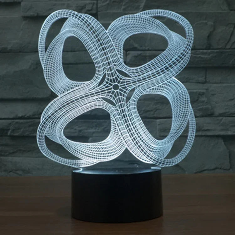 Lampe de bureau/veilleuse créative visuelle stéréo à 7 couleurs, style abstrait à quatre cercles