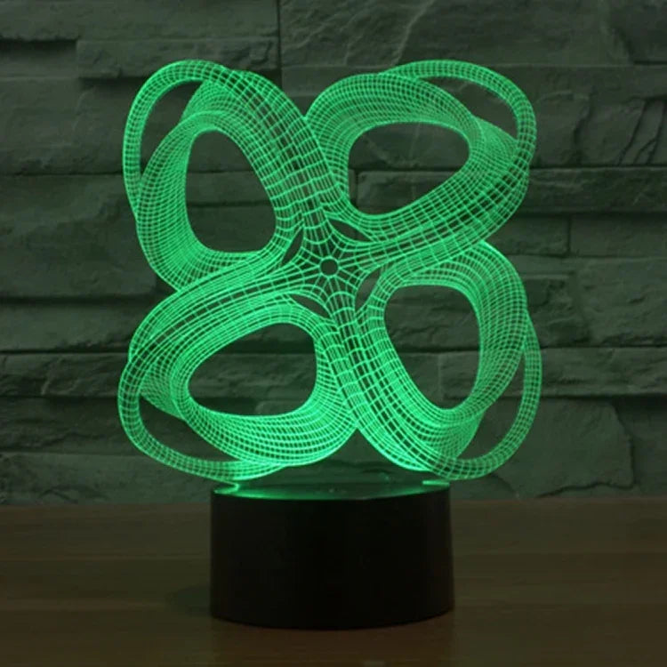 Lampe de bureau/veilleuse créative visuelle stéréo à 7 couleurs, style abstrait à quatre cercles