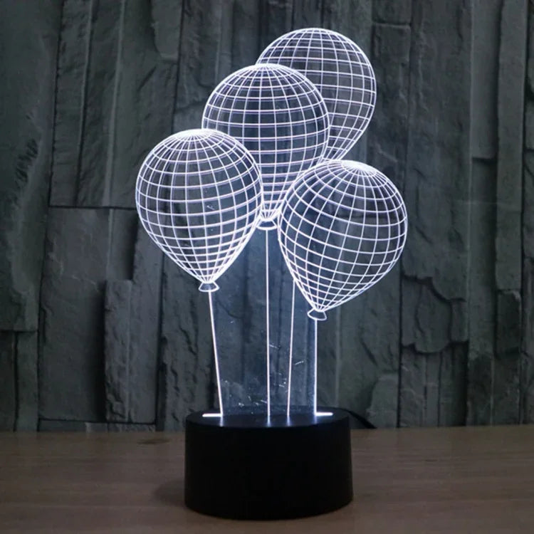 Lampe de table créative 7 couleurs à décoloration visuelle stéréo, lampe de nuit, style ballon