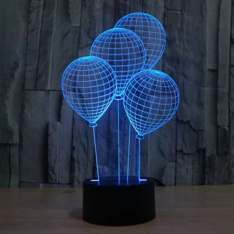 Lampe de table créative 7 couleurs à décoloration visuelle stéréo, lampe de nuit, style ballon