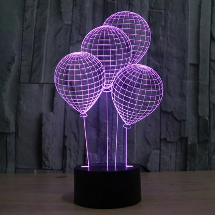 Lampe de table créative 7 couleurs à décoloration visuelle stéréo, lampe de nuit, style ballon