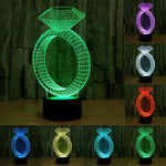 Lampe de bureau créative avec décoloration 7 couleurs, lampe de nuit à vision stéréo, style bague en diamant