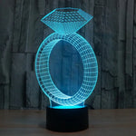 Lampe de bureau créative avec décoloration 7 couleurs, lampe de nuit à vision stéréo, style bague en diamant