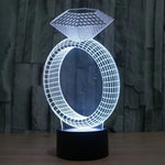 Lampe de bureau créative avec décoloration 7 couleurs, lampe de nuit à vision stéréo, style bague en diamant