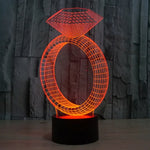 Lampe de bureau créative avec décoloration 7 couleurs, lampe de nuit à vision stéréo, style bague en diamant