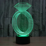 Lampe de bureau créative avec décoloration 7 couleurs, lampe de nuit à vision stéréo, style bague en diamant