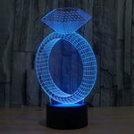 Lampe de bureau créative avec décoloration 7 couleurs, lampe de nuit à vision stéréo, style bague en diamant