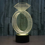 Lampe de bureau créative avec décoloration 7 couleurs, lampe de nuit à vision stéréo, style bague en diamant