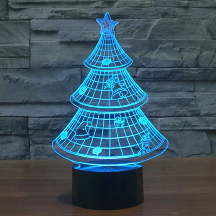 Lampe de chevet créative 7 couleurs à décoloration visuelle stéréo, style sapin de Noël