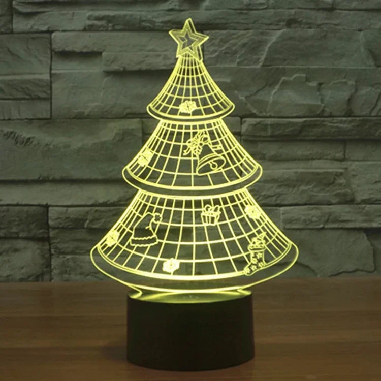 Lampe de chevet créative 7 couleurs à décoloration visuelle stéréo, style sapin de Noël