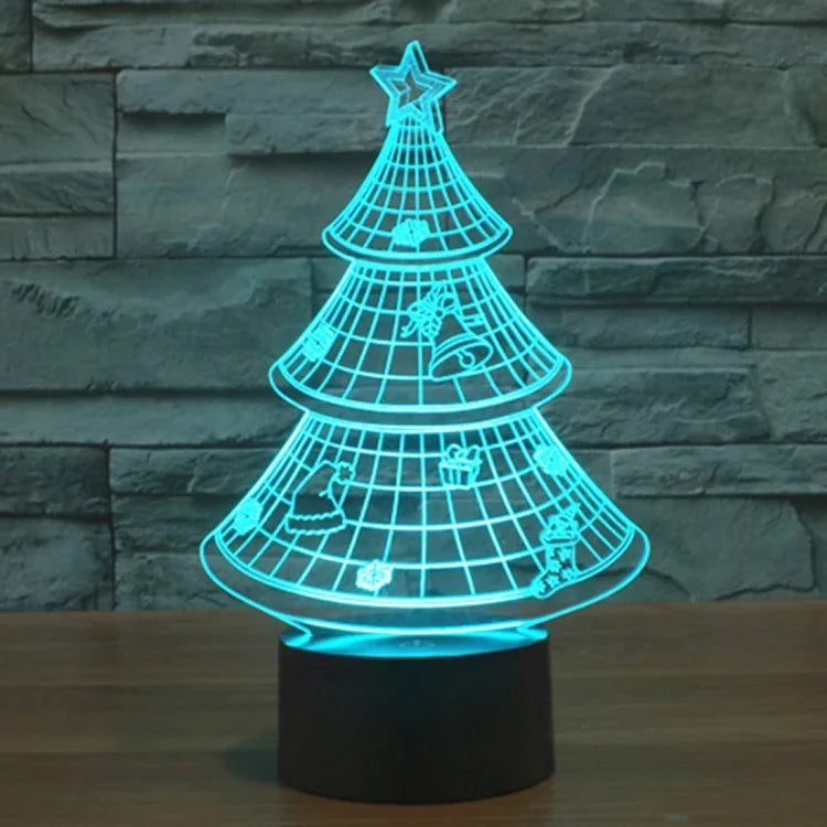 Lampe de chevet créative 7 couleurs à décoloration visuelle stéréo, style sapin de Noël