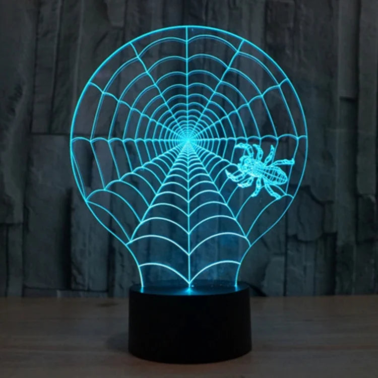 Lampe de bureau Lampe de nuit créative à vision stéréoscopique, 7 couleurs décolorées, style toile d'araignée
