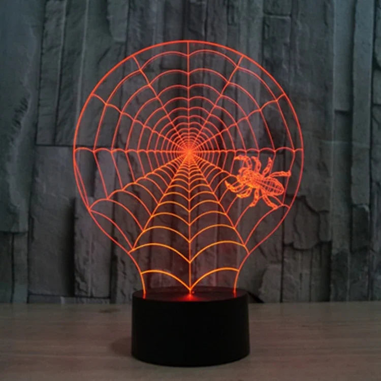 Lampe de bureau Lampe de nuit créative à vision stéréoscopique, 7 couleurs décolorées, style toile d'araignée