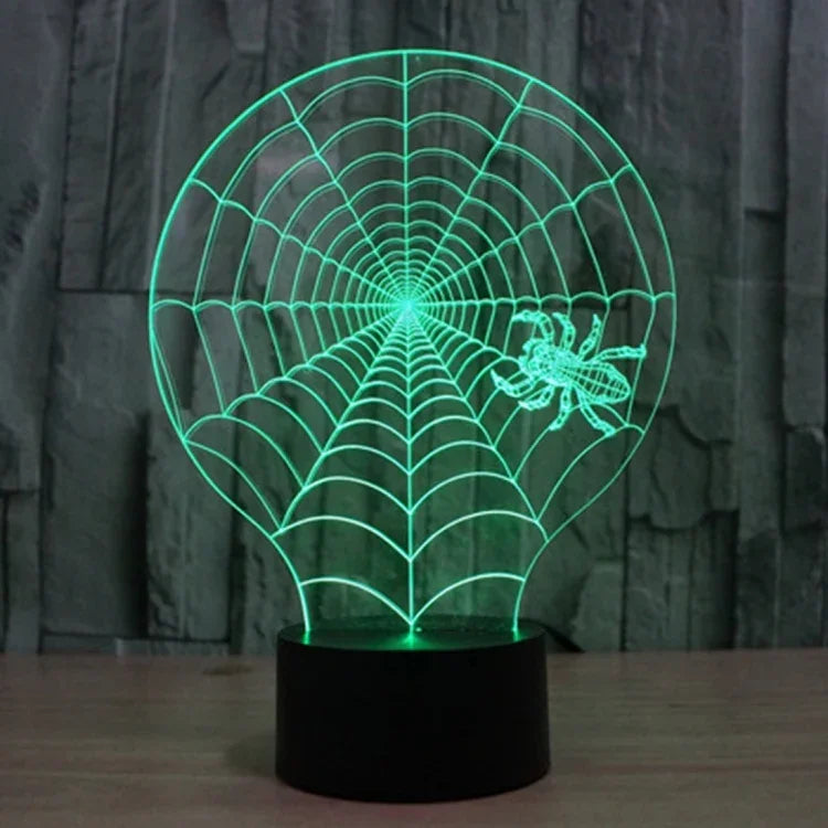Lampe de bureau Lampe de nuit créative à vision stéréoscopique, 7 couleurs décolorées, style toile d'araignée