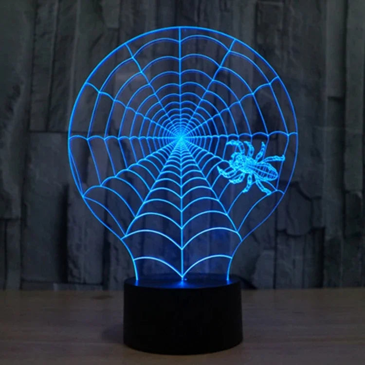 Lampe de bureau Lampe de nuit créative à vision stéréoscopique, 7 couleurs décolorées, style toile d'araignée