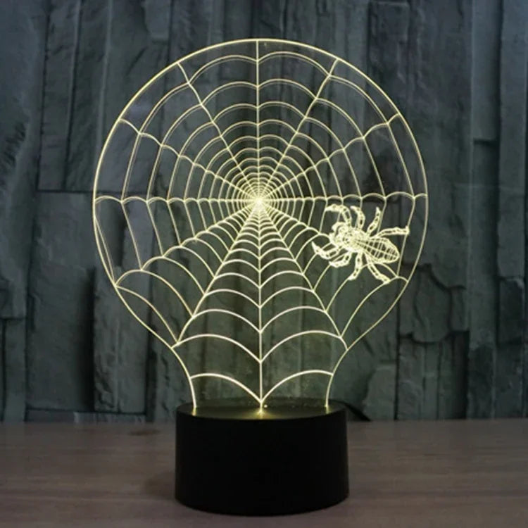 Lampe de bureau Lampe de nuit créative à vision stéréoscopique, 7 couleurs décolorées, style toile d'araignée