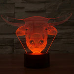 Lampe de table créative 7 couleurs avec effet de décoloration visuelle en 3D, Veilleuse de style vache