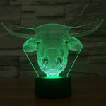Lampe de table créative 7 couleurs avec effet de décoloration visuelle en 3D, Veilleuse de style vache