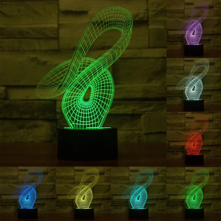 Lampe de bureau/veilleuse créative stéréoscopique à 7 couleurs changeantes, style abstrait 2869