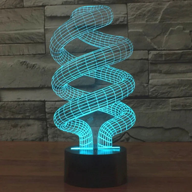 Lampe de bureau créative à changement de couleur 7 couleurs, lampe stéréo visuelle, style spirale