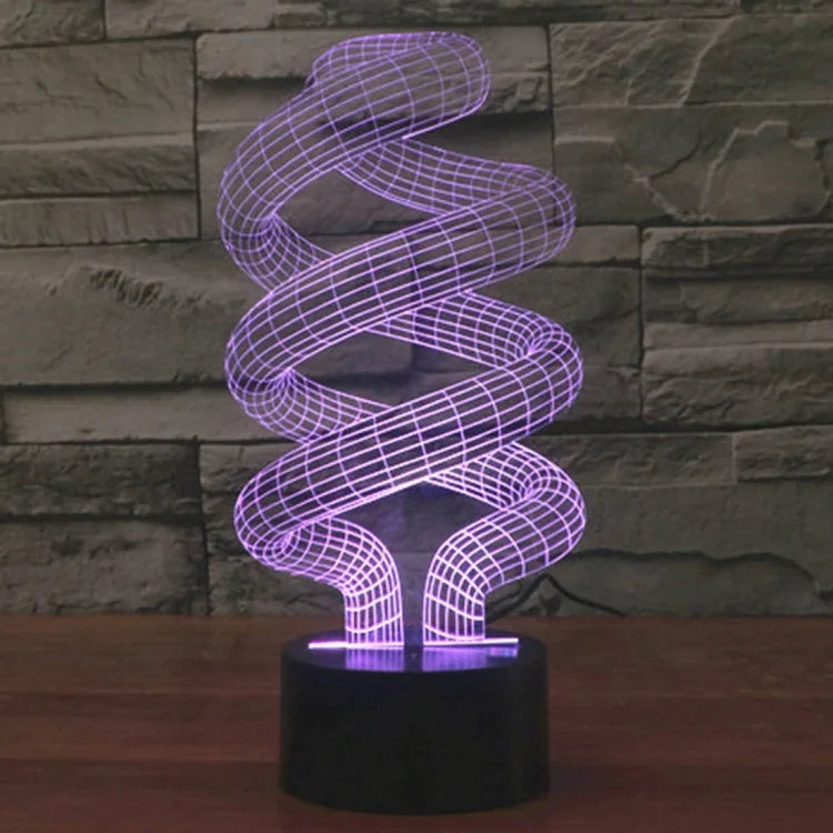 Lampe de bureau créative à changement de couleur 7 couleurs, lampe stéréo visuelle, style spirale
