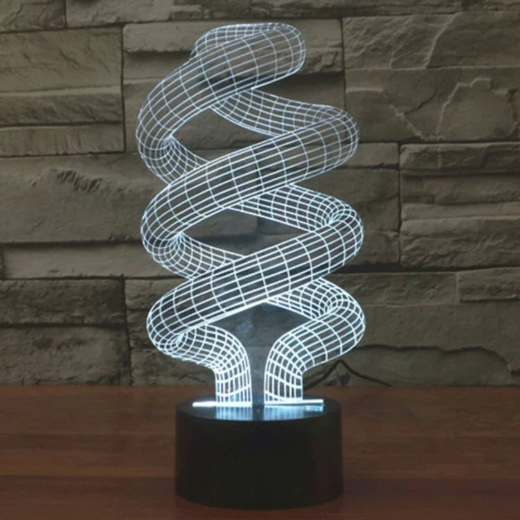 Lampe de bureau créative à changement de couleur 7 couleurs, lampe stéréo visuelle, style spirale