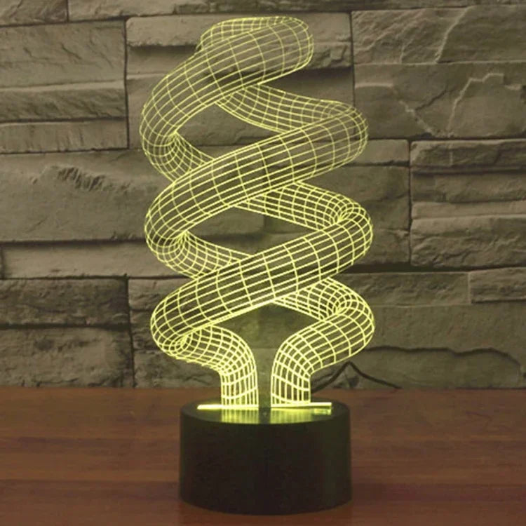 Lampe de bureau créative à changement de couleur 7 couleurs, lampe stéréo visuelle, style spirale