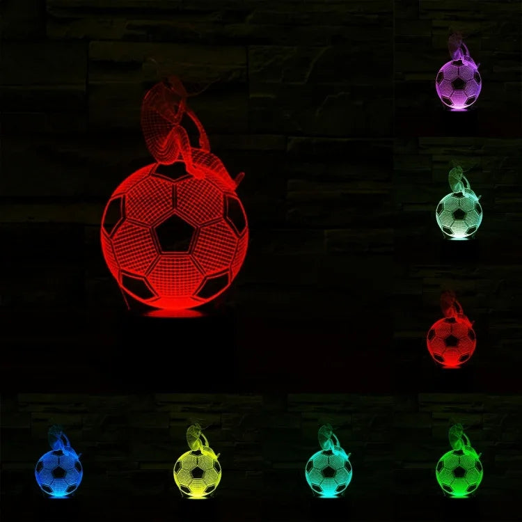 Lampe de nuit créative 3D à 7 couleurs, style ballon de football, effet visuel stéréo
