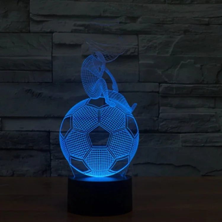 Lampe de nuit créative 3D à 7 couleurs, style ballon de football, effet visuel stéréo