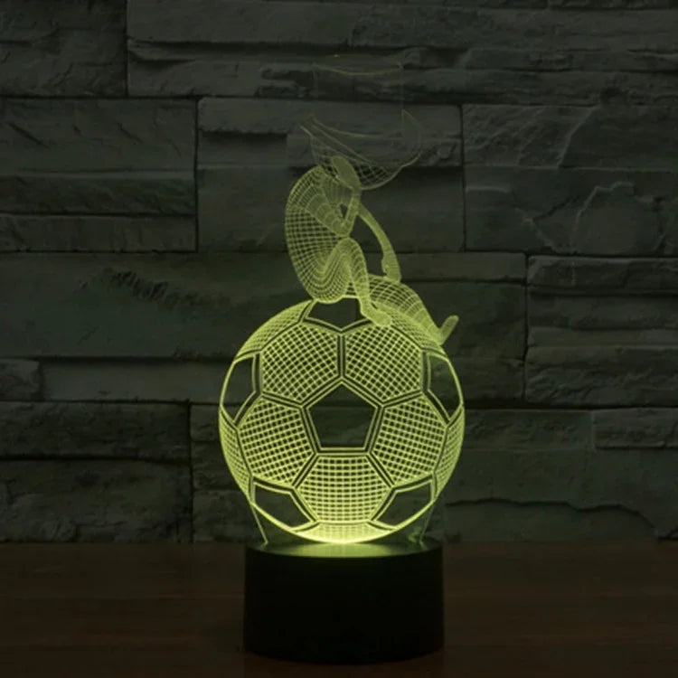 Lampe de nuit créative 3D à 7 couleurs, style ballon de football, effet visuel stéréo