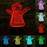 Veilleuse de bureau créative en stéréo visuelle 7 couleurs à décoloration, style bonhomme de neige 2923