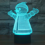 Veilleuse de bureau créative en stéréo visuelle 7 couleurs à décoloration, style bonhomme de neige 2923