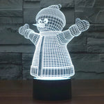 Veilleuse de bureau créative en stéréo visuelle 7 couleurs à décoloration, style bonhomme de neige 2923