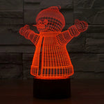Veilleuse de bureau créative en stéréo visuelle 7 couleurs à décoloration, style bonhomme de neige 2923
