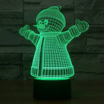 Veilleuse de bureau créative en stéréo visuelle 7 couleurs à décoloration, style bonhomme de neige 2923