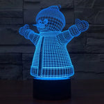 Veilleuse de bureau créative en stéréo visuelle 7 couleurs à décoloration, style bonhomme de neige 2923