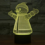 Veilleuse de bureau créative en stéréo visuelle 7 couleurs à décoloration, style bonhomme de neige 2923