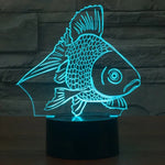 Lampe de bureau créative stéréo visuelle à 7 couleurs, veilleuse style poisson rouge