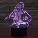 Lampe de bureau créative stéréo visuelle à 7 couleurs, veilleuse style poisson rouge