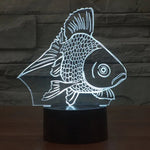 Lampe de bureau créative stéréo visuelle à 7 couleurs, veilleuse style poisson rouge