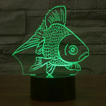 Lampe de bureau créative stéréo visuelle à 7 couleurs, veilleuse style poisson rouge