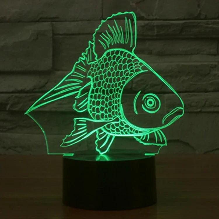 Lampe de bureau créative stéréo visuelle à 7 couleurs, veilleuse style poisson rouge