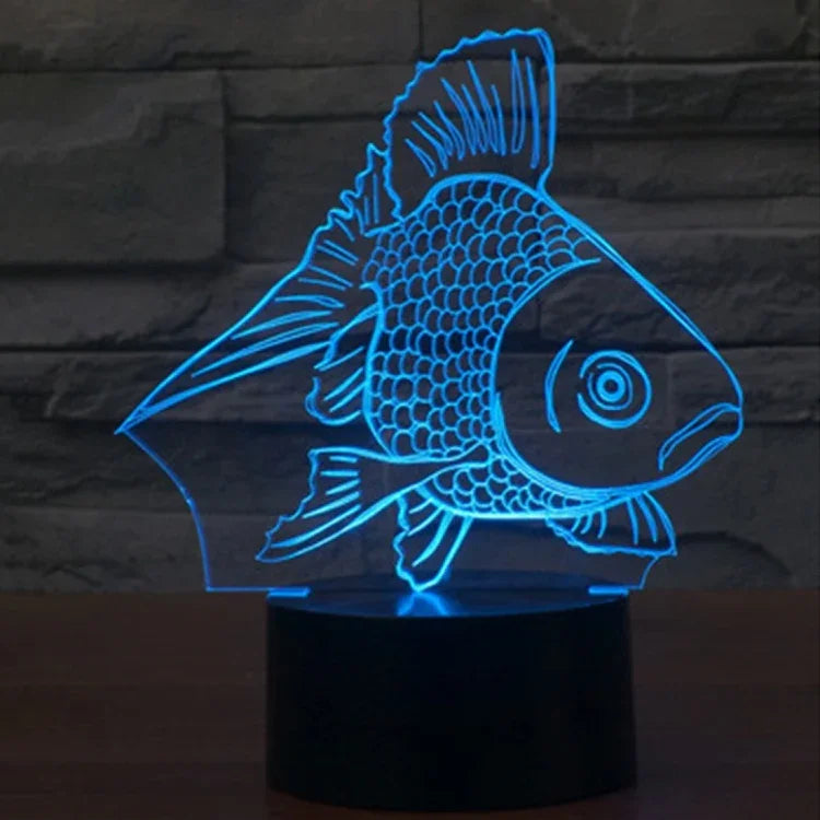 Lampe de bureau créative stéréo visuelle à 7 couleurs, veilleuse style poisson rouge