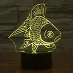 Lampe de bureau créative stéréo visuelle à 7 couleurs, veilleuse style poisson rouge