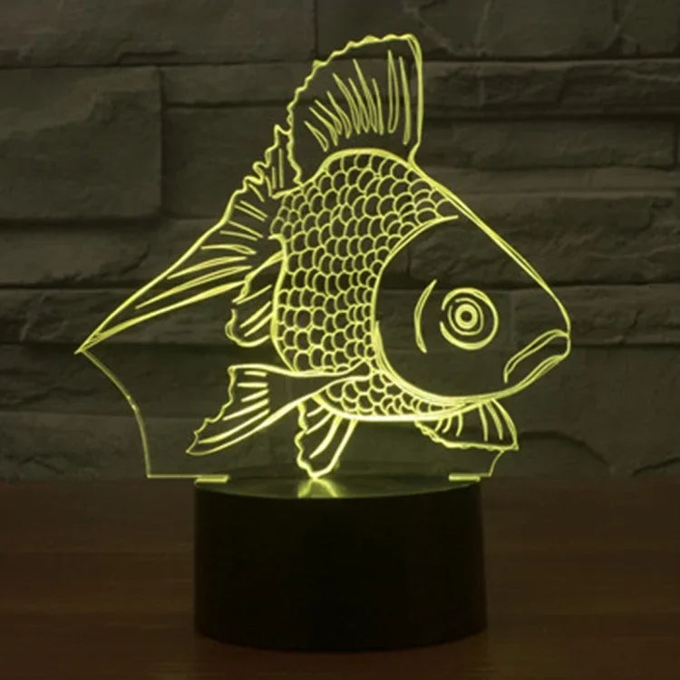 Lampe de bureau créative stéréo visuelle à 7 couleurs, veilleuse style poisson rouge