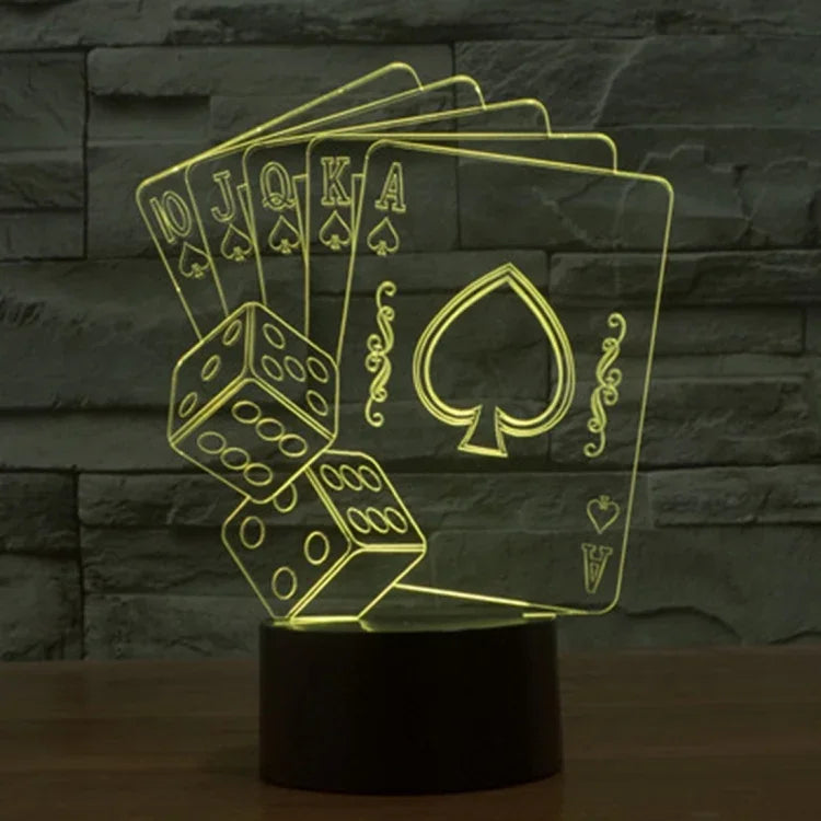 Lampe de bureau créative visuelle stéréo à décoloration 7 couleurs Veilleuse, style poker